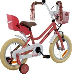 2Cycle Paris Meisjesfiets - 14 Inch - Roze-Wit - Met Poppenzitje - Meisjesfiets -fiets 1183x1200