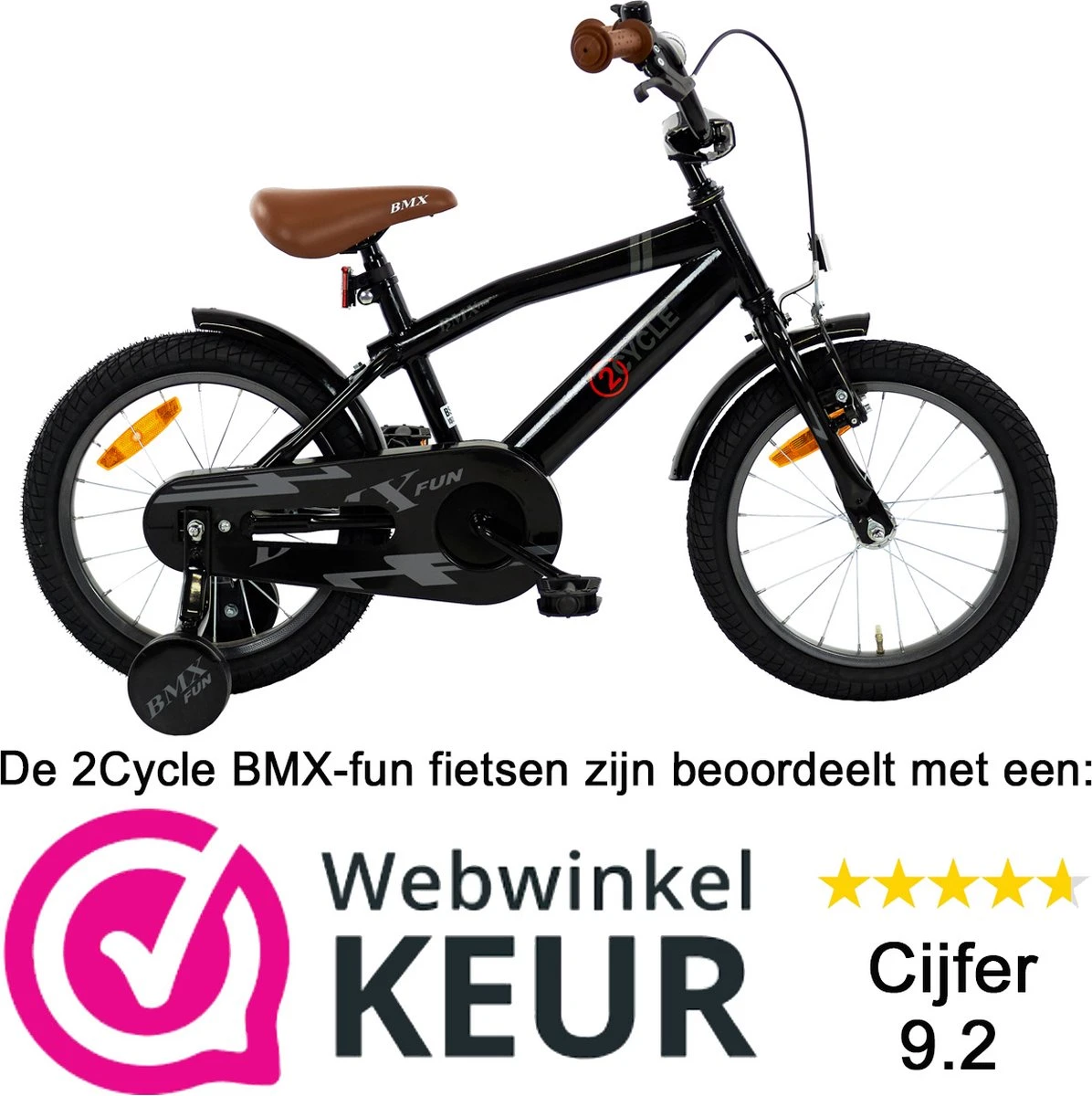 2Cycle BMX-Fun Kinderfiets - 16 Inch - Zwart - Jongensfiets 4 2Cycle BMX-Fun Kinderfiets - 16 Inch - Zwart - Jongensfiets - Afbeelding 2