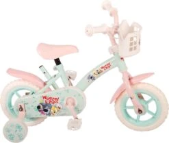 Volare Woezel & Pip Kinderfiets - Meisjes - 10 Inch - Mint Blauw/Roze - Doortrapper -fiets 1200x1014