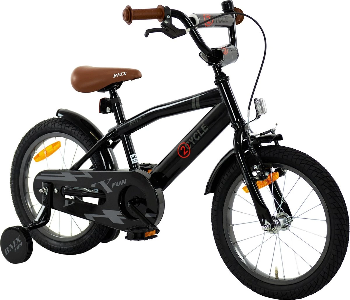 2Cycle BMX-Fun Kinderfiets - 16 Inch - Zwart - Jongensfiets 3 2Cycle BMX-Fun Kinderfiets - 16 Inch - Zwart - Jongensfiets