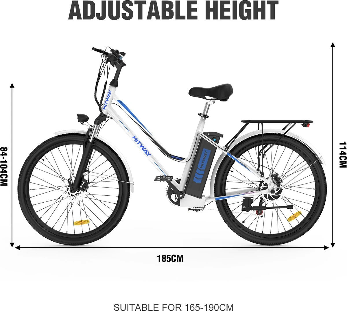 HITWAY Elektrische Fiets, 26 Inch, 250 W Motor, Li-batterij 36 V/11,2 Ah Ebike, Shimano 7 Versnellingen, Tot 35-90 Km 6 HITWAY Elektrische Fiets, 26 Inch, 250 W Motor, Li-batterij 36 V/11,2 Ah Ebike, Shimano 7 Versnellingen, Tot 35-90 Km - Afbeelding 4
