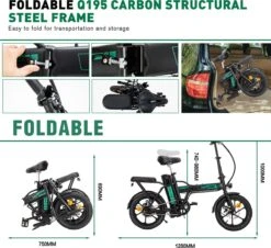 HITWAY Elektrische Fiets Met 36V 7.5Ah Verwijderbare Batterij, Bereik Tot 75 Km Lange Afstand Elektrische Fiets 16 Inch, 250W Achtermotor E-Citybike Holland Bike -fiets 1200x1098