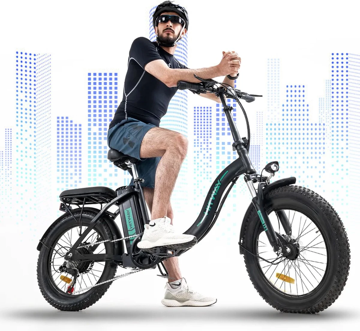 HITWAY E-Bike Elektrische Fiets 20 Inch Fat Tire E-Bicycle Vouwfiets, 250 W/36 V/11,2 Ah Accu, Max. Bereik Tot 35-90 Km, Offroad-mountainbike Met Shimano 7-versnellingen, City EBike Met Slot