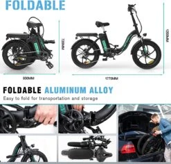 Hitway BK6 Elektrische Fiets | Opvouwbare E-bike | 20 Inch Fat Tire | 350W Motor | 10Ah | Zwart/Groen -fiets 1200x1147 1