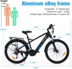 HITWAY 26" Elektrische Mountainbike, 35-70KM Power Assist-fietsen Voor Mannen En Vrouwen， 48V/7,5Ah/250W Krachtige E-bike -fiets 1200x1156 1