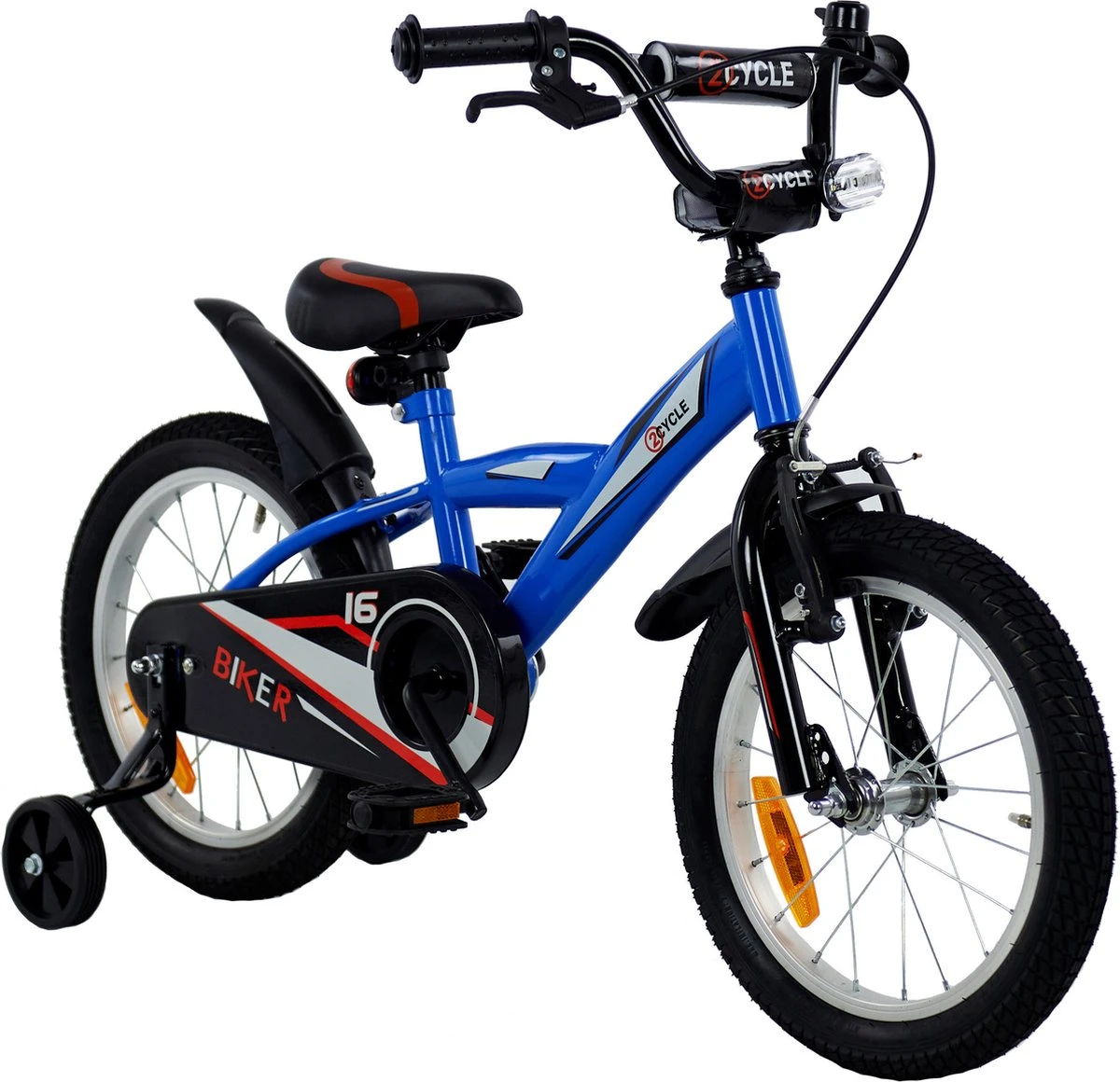 2Cycle Biker Kinderfiets - 16 Inch - Blauw - Jongensfiets 3 2Cycle Biker Kinderfiets - 16 Inch - Blauw - Jongensfiets