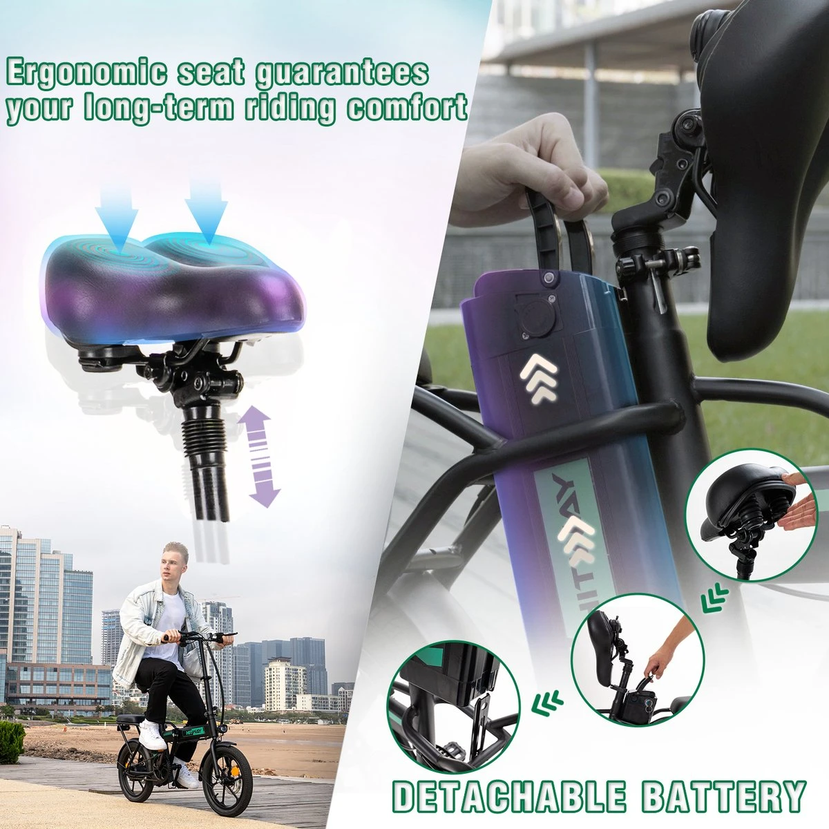 Hitway BK5 Elektrische Fiets | Opvouwbare E-bike | 16 Inch | Hitway BK5 250W Motor | Zwart 9 Hitway BK5 Elektrische Fiets | Opvouwbare E-bike | 16 Inch | Hitway BK5 250W Motor | Zwart - Afbeelding 7