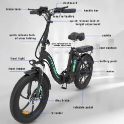 Hitway BK6 Elektrische Fiets | Opvouwbare E-bike | 20 Inch Fat Tire | 350W Motor | 10Ah | Zwart/Groen -fiets 1200x1200 143