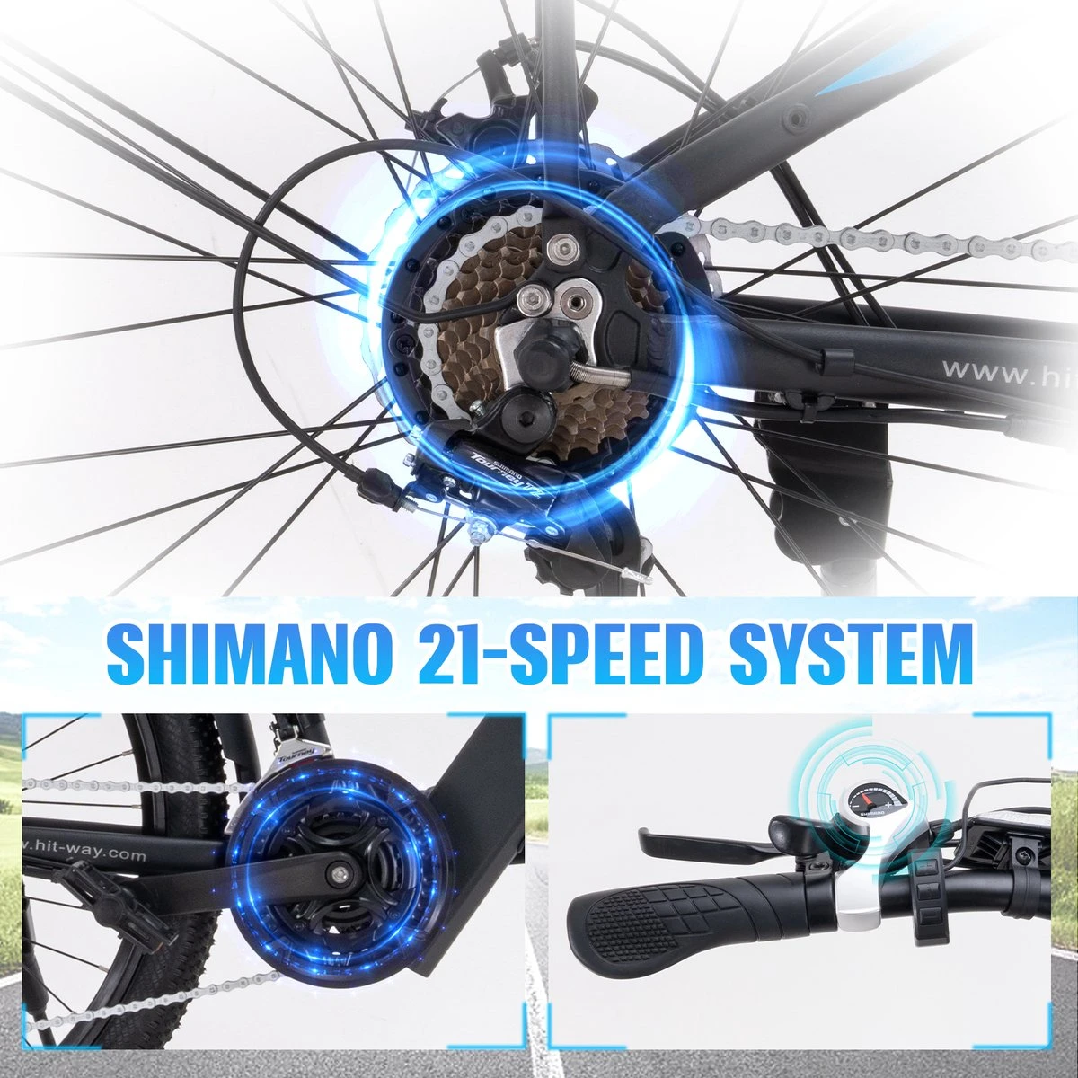 Hitway Elektrische Fiets Off-Road | Electric Mountain Bike | E-bike | 250W Motor | 26 Inch | Zwart 5 Hitway Elektrische Fiets Off-Road | Electric Mountain Bike | E-bike | 250W Motor | 26 Inch | Zwart - Afbeelding 3