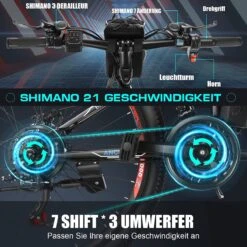 Myatu E-Bike 26-inch E-bike Voor Vrouwen En Mannen, Mountainbike Elektrische Fiets Met 36V 10.4AH Accu En Shimano 21 Versnellingen, 21 Versnellingen, Derailleur, 250 W -fiets 1200x1200 151