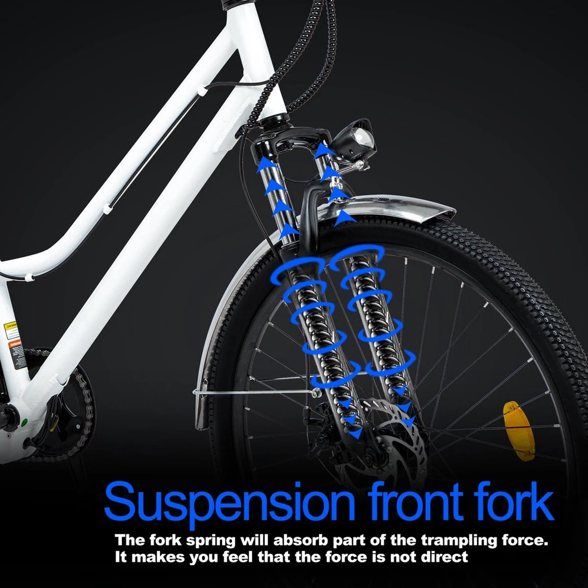 HITWAY 26 Inch E-bike, Elektrische Fiets Voor Heren En Dames, Pedelec Stadsfietsen, 250 W Motor, 36 V/11,2 Ah E-bike, Shimano 7 Versnellingen, 35-90 Km| Wit / Blauw 6 HITWAY 26 Inch E-bike, Elektrische Fiets Voor Heren En Dames, Pedelec Stadsfietsen, 250 W Motor, 36 V/11,2 Ah E-bike, Shimano 7 Versnellingen, 35-90 Km| Wit / Blauw - Afbeelding 4