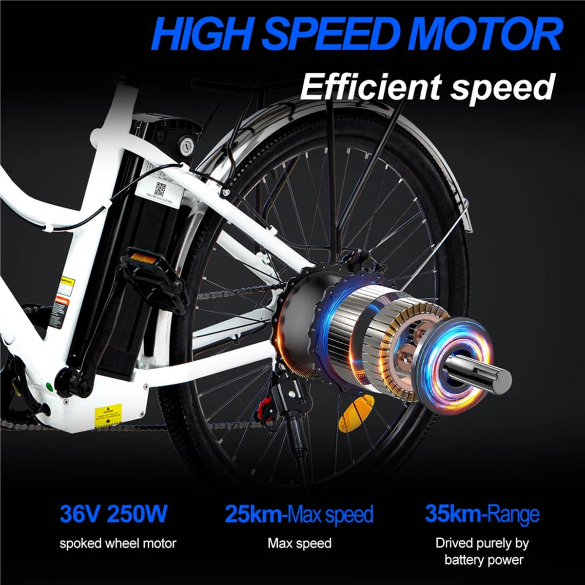 Elektrische Fiets E-Fietsen | E-bike- 26 Inch - Volwassen 250w Elektrische Fiets Volwassen-BK1-Wit 6 Elektrische Fiets E-Fietsen | E-bike- 26 Inch - Volwassen 250w Elektrische Fiets Volwassen-BK1-Wit - Afbeelding 4