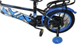 Kinderfiets - 14 Inch Kinderfiets -vanaf 3-5 Jaar Jongens En Meisjes Fietsen - Terugtrap -Rem -Stabilisatoren（2 Zijwieltjes）- Mandje - Achterbank - Blauw -fiets 1200x692