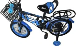 Kinderfiets - 14 Inch Kinderfiets -vanaf 3-5 Jaar Jongens En Meisjes Fietsen - Terugtrap -Rem -Stabilisatoren（2 Zijwieltjes）- Mandje - Achterbank - Blauw -fiets 1200x727