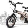 Merkloos Kinderfiets Metallic Taupe Goud Met Zijwieltjes 16 Inch | Handremmen | Jongens | Meisje | Cadeau | Sinterklaas | Kerst | Verjaardag | Peuter | Kleuter | Driewieler | Gepersonaliseerd -fiets 1200x738 3