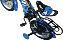 Kinderfiets - 14 Inch Kinderfiets -vanaf 3-5 Jaar Jongens En Meisjes Fietsen - Terugtrap -Rem -Stabilisatoren（2 Zijwieltjes）- Mandje - Achterbank - Blauw -fiets 1200x760