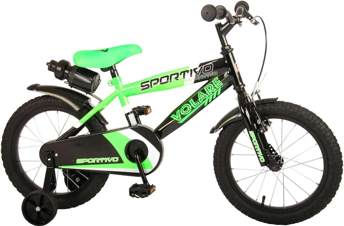 Volare Sportivo Kinderfiets - Jongens - 16 Inch - Neon Groen Zwart - 95% Afgemonteerd 4 Volare Sportivo Kinderfiets - Jongens - 16 Inch - Neon Groen Zwart - 95% Afgemonteerd - Afbeelding 2