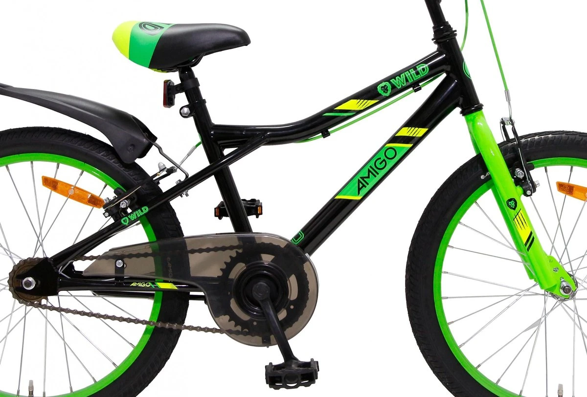 Amigo Wild - Mountainbike 20 Inch - Voor Jongens En Meisjes - Zwart/Groen 6 Amigo Wild - Mountainbike 20 Inch - Voor Jongens En Meisjes - Zwart/Groen - Afbeelding 4