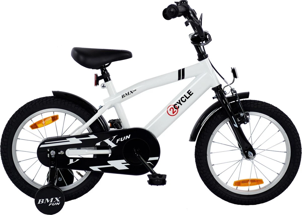 2Cycle BMX-Fun Kinderfiets - 16 Inch - Wit - Jongensfiets 8 2Cycle BMX-Fun Kinderfiets - 16 Inch - Wit - Jongensfiets - Afbeelding 6