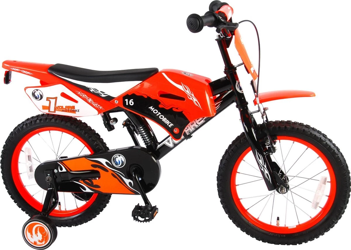 Volare Motorbike Kinderfiets - Jongens - 16 Inch - Oranje - 95% Afgemonteerd 4 Volare Motorbike Kinderfiets - Jongens - 16 Inch - Oranje - 95% Afgemonteerd - Afbeelding 2