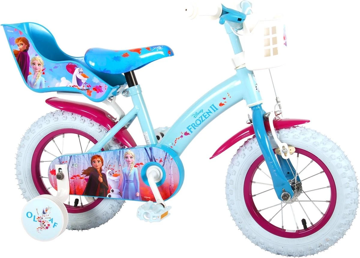 Volare Disney Frozen 2 Kinderfiets - Meisjes - 12 Inch - Blauw/Paars - Twee Handremmen 4 Volare Disney Frozen 2 Kinderfiets - Meisjes - 12 Inch - Blauw/Paars - Twee Handremmen - Afbeelding 2