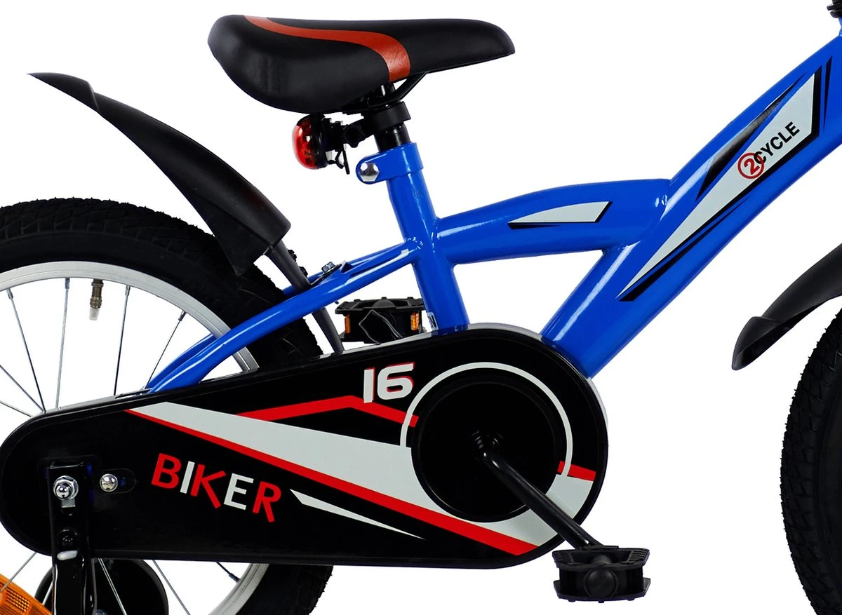 2Cycle Biker Kinderfiets - 16 Inch - Blauw - Jongensfiets 9 2Cycle Biker Kinderfiets - 16 Inch - Blauw - Jongensfiets - Afbeelding 7