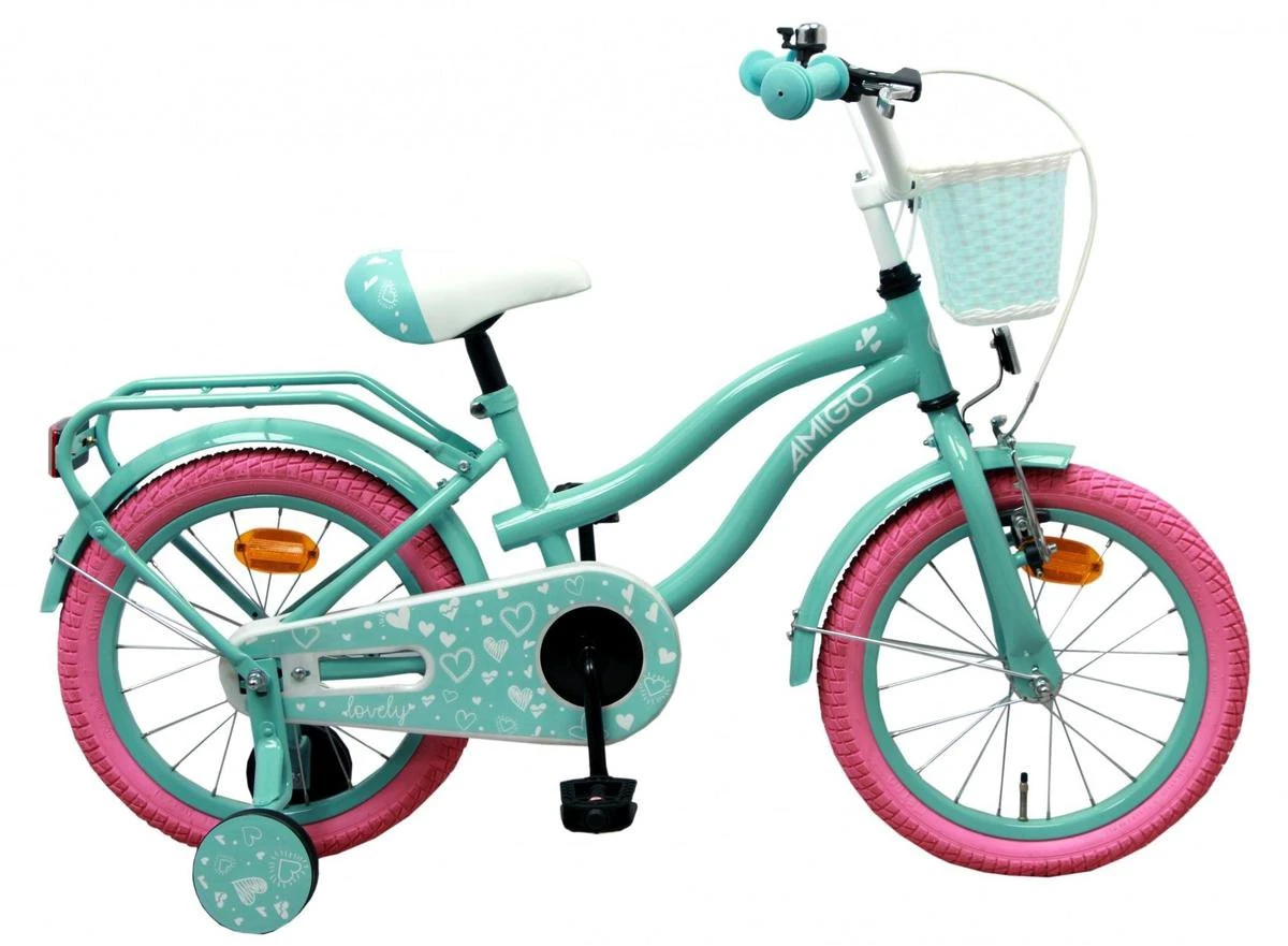 Amigo Lovely Meisjesfiets - Kinderfiets 12 Inch - Turquoise 3 Amigo Lovely Meisjesfiets - Kinderfiets 12 Inch - Turquoise