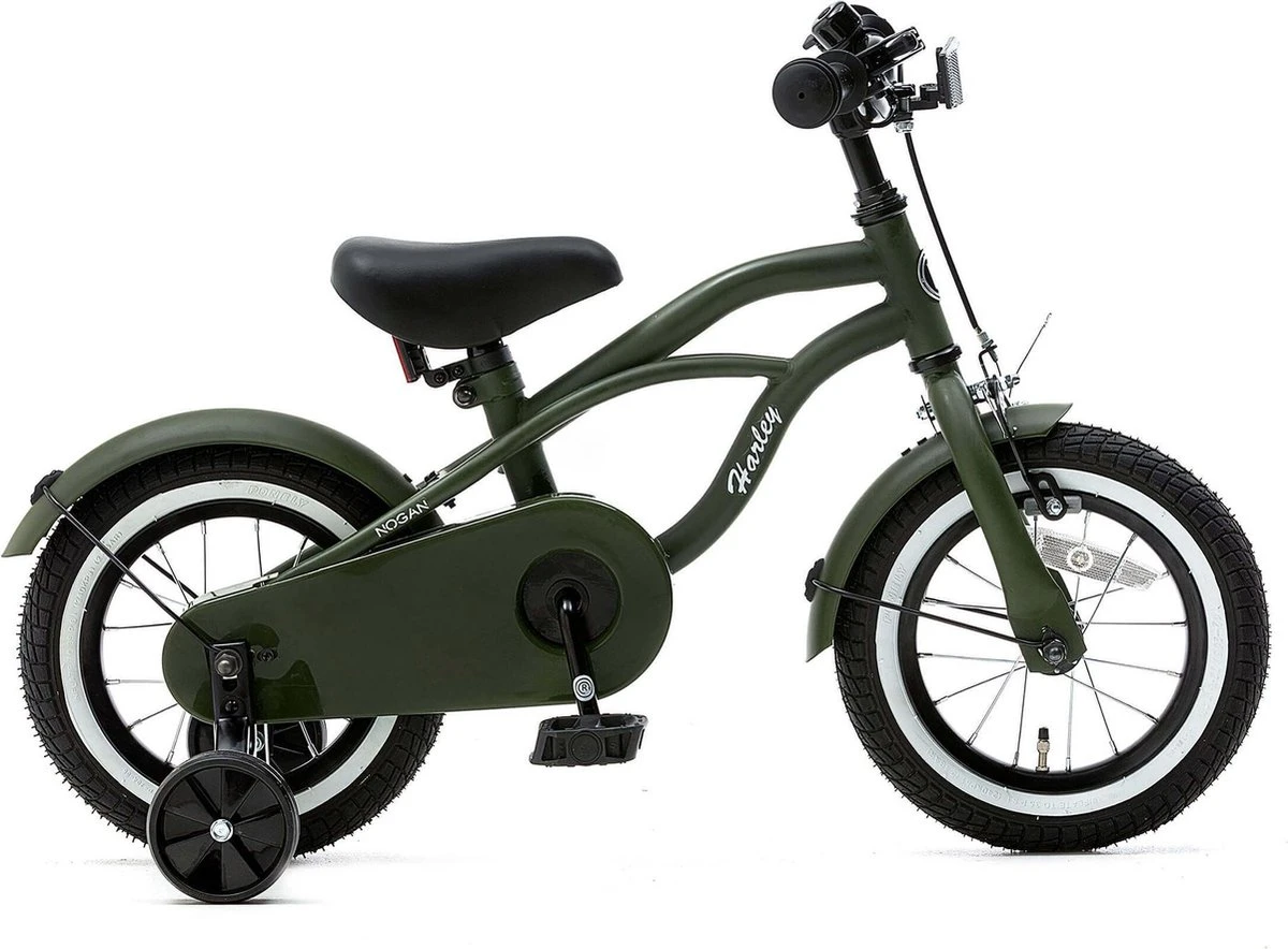 Nogan Harley - Kinderfiets - Jongensfiets - 12 Inch - Leger Groen 3 Nogan Harley - Kinderfiets - Jongensfiets - 12 Inch - Leger Groen