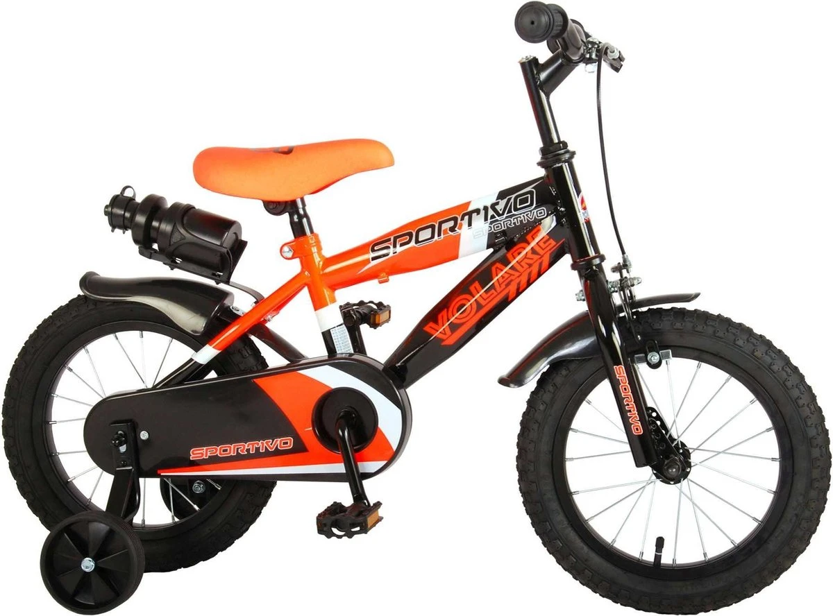 Volare Sportivo Kinderfiets - Jongens - 14 Inch - Neon Oranje/Zwart - 95% Afgemonteerd 4 Volare Sportivo Kinderfiets - Jongens - 14 Inch - Neon Oranje/Zwart - 95% Afgemonteerd - Afbeelding 2