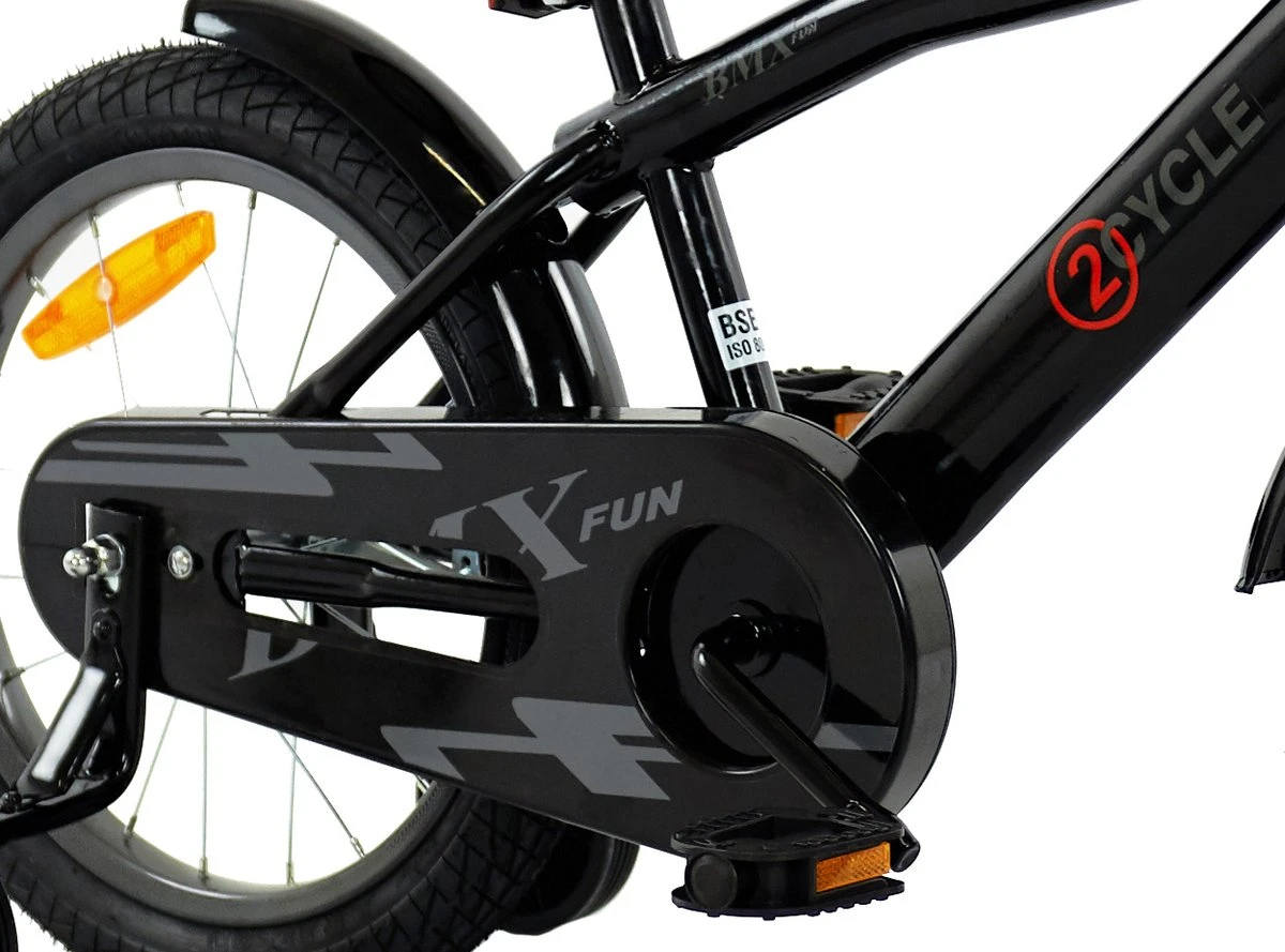 2Cycle BMX-Fun Kinderfiets - 16 Inch - Zwart - Jongensfiets 7 2Cycle BMX-Fun Kinderfiets - 16 Inch - Zwart - Jongensfiets - Afbeelding 5