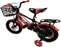Kinderfiets - 12 Inch Kinderfiets -vanaf 2-4 Jaar Jongens En Meisjes Fietsen - Terugtrap -Rem -Stabilisatoren（2 Zijwieltjes）- Mandje - Achterbank - Rood -fiets 1200x911 2