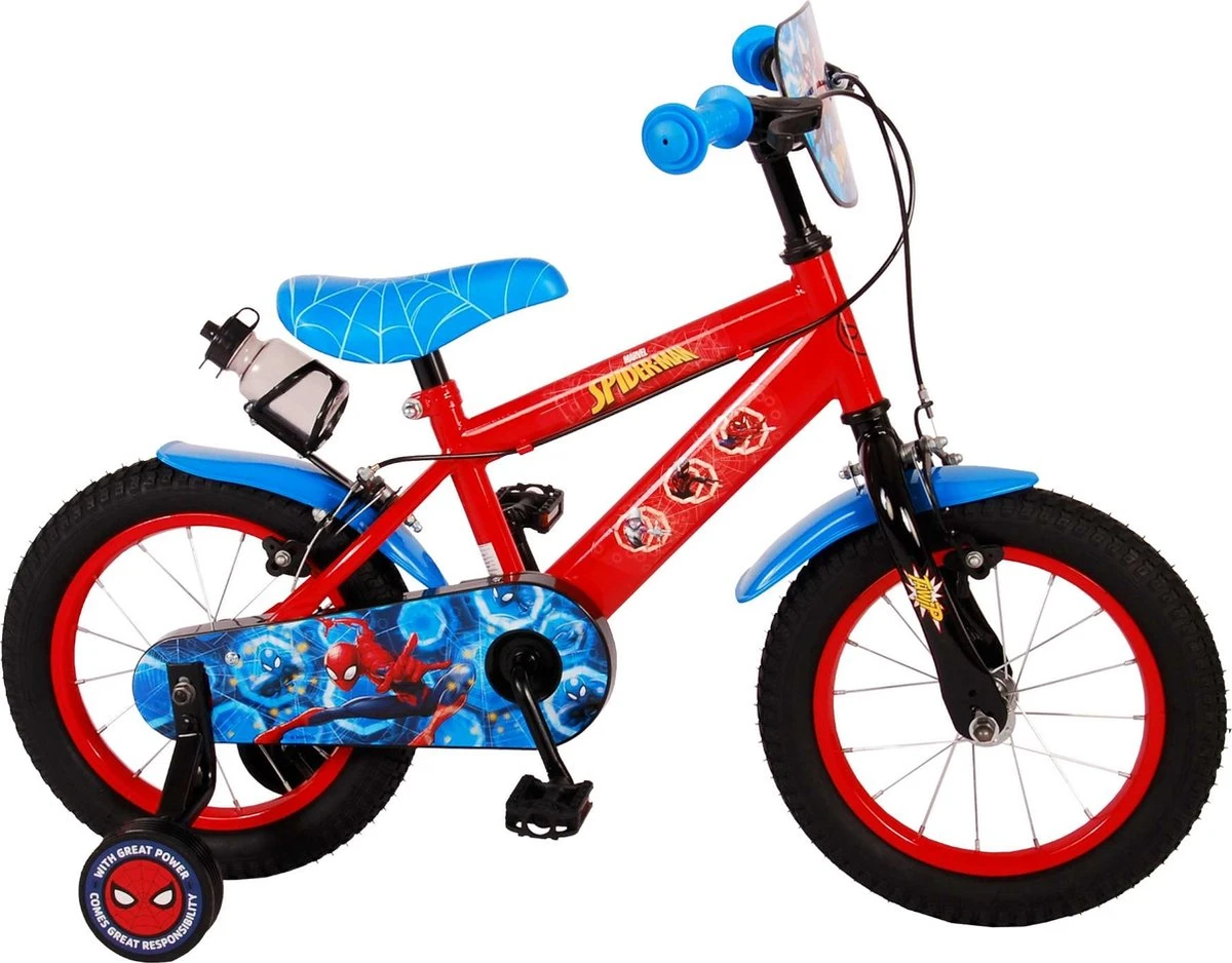 Spider-Man Kinderfiets - Jongens - 14 Inch - Rood/Blauw - Twee Handremmen 3 Spider-Man Kinderfiets - Jongens - 14 Inch - Rood/Blauw - Twee Handremmen