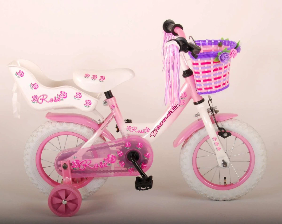 Volare Rose Kinderfiets - 12 Inch - Meisjes - Roze/wit - 95% Afgemonteerd 18 Volare Rose Kinderfiets - 12 Inch - Meisjes - Roze/wit - 95% Afgemonteerd - Afbeelding 16