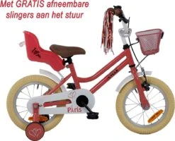 2Cycle Paris Meisjesfiets - 14 Inch - Roze-Wit - Met Poppenzitje - Meisjesfiets -fiets 1200x970 4