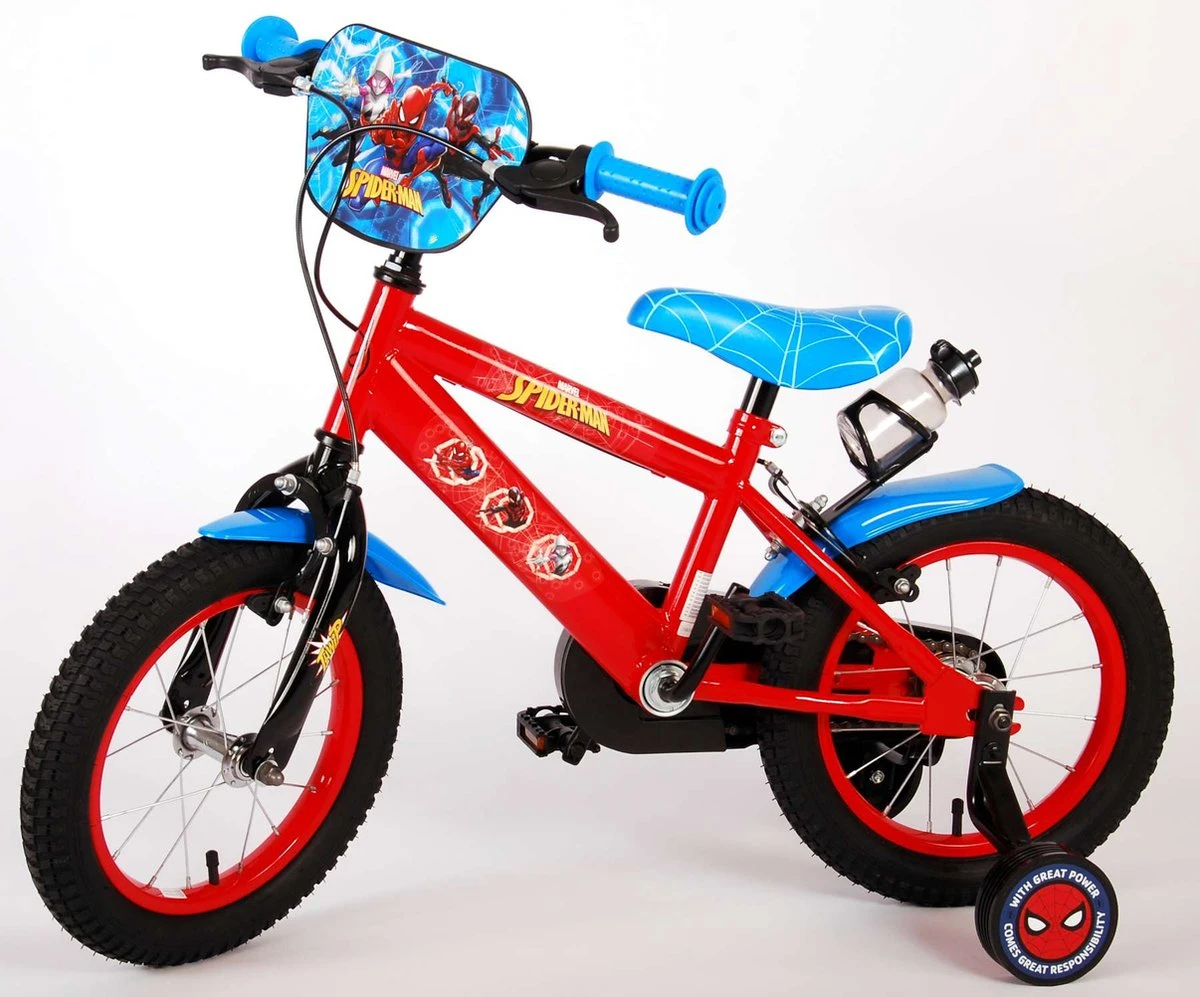 Spider-Man Kinderfiets - Jongens - 14 Inch - Rood/Blauw - Twee Handremmen 13 Spider-Man Kinderfiets - Jongens - 14 Inch - Rood/Blauw - Twee Handremmen - Afbeelding 11