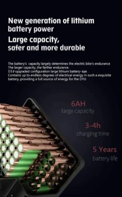 DYU D3F Opvouwbare Elektrische Fiets, Slimme Mountainbike Voor Volwassenen, 240W Aluminiumlegering Fiets Verwijderbare 36V/10Ah Lithium-ion Batterij Met 3 Rijmodi -fiets 742x1200