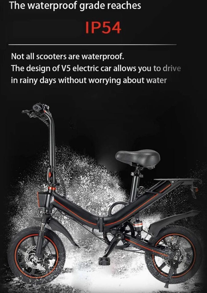 OUXI - V5 - 16 Inch - Elektrische Fiets - E Bike - Elektrische Vouwfiets - APP IOS/ Android - 500W Motor - 15Ah Lithuim Ion Batterij - Zwart 7 OUXI - V5 - 16 Inch - Elektrische Fiets - E Bike - Elektrische Vouwfiets - APP IOS/ Android - 500W Motor - 15Ah Lithuim Ion Batterij - Zwart - Afbeelding 5