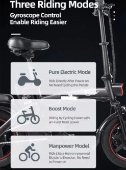 F-Wheel DYU A5 - Elektrische Vouwfiets - E Bike - 14 Inch - 7.5 Ah - 25km/u - Zwart -fiets 888x1200