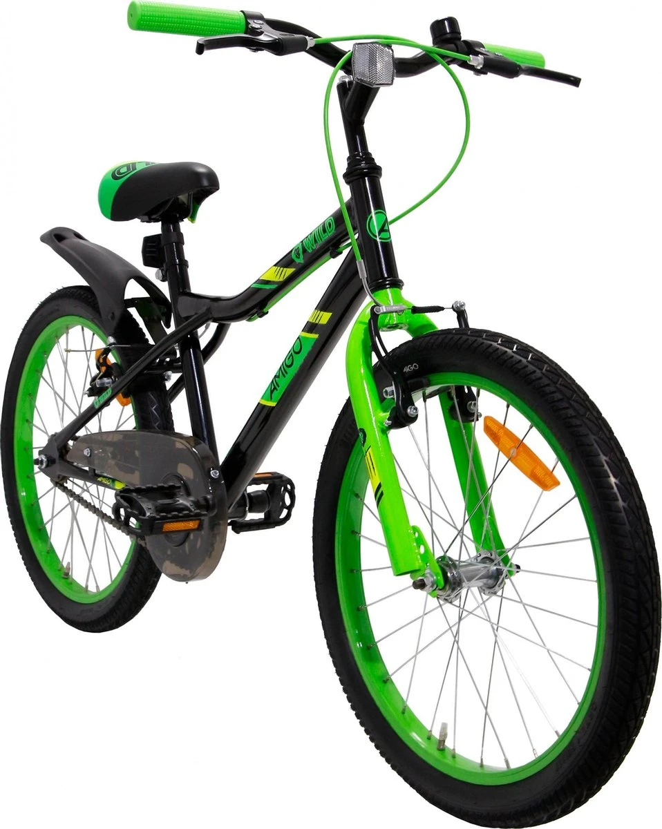 Amigo Wild - Mountainbike 20 Inch - Voor Jongens En Meisjes - Zwart/Groen 4 Amigo Wild - Mountainbike 20 Inch - Voor Jongens En Meisjes - Zwart/Groen - Afbeelding 2